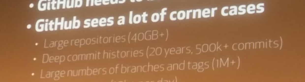 ‘GitHub sees a lot of corner cases’ - a slide from Git Merge 2016