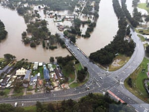 Aerial image of flooding in Western Sydney