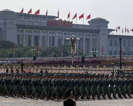 Chinese soldiers march during a military parade marking the 80th anniversary of victory over Japan and the end of the second world war, in Tiananmen Square in Beijing, China.