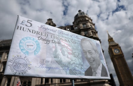 A protest placard near the Houses of Parliament in London on 9 September.