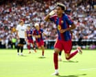 European football: Lamine Yamal’s double powers Barcelona to rout of Valencia