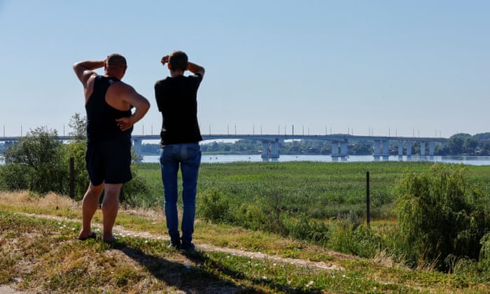 A view shows the Antonivskiy bridge in Kherson.