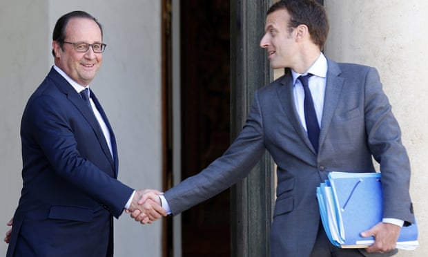 François Hollande with Emmanuel Macron, then economy minister.
