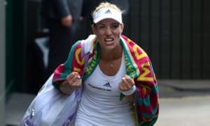 Angelique Kerber celebrates following her win over Venus Williams.