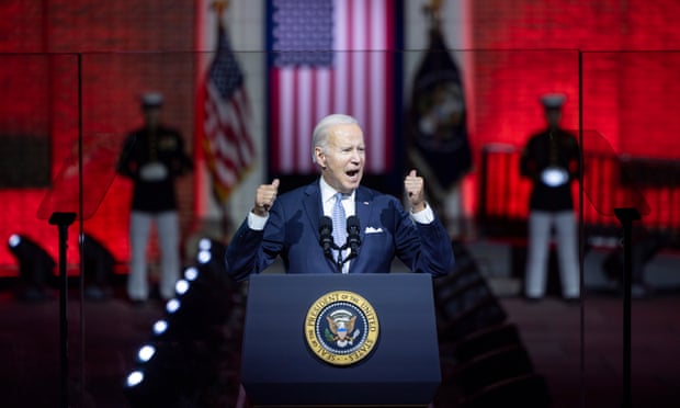 Biden warns US democracy imperiled by Trump and Maga extremists | Joe Biden  | The Guardian