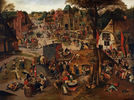 A Village Festival, With a Theatrical Performance and a Procession in Honour of St Hubert and St Anthony. 1632 by Brueghel.
