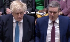 Boris Johnson and Keir Starmer at PMQs.