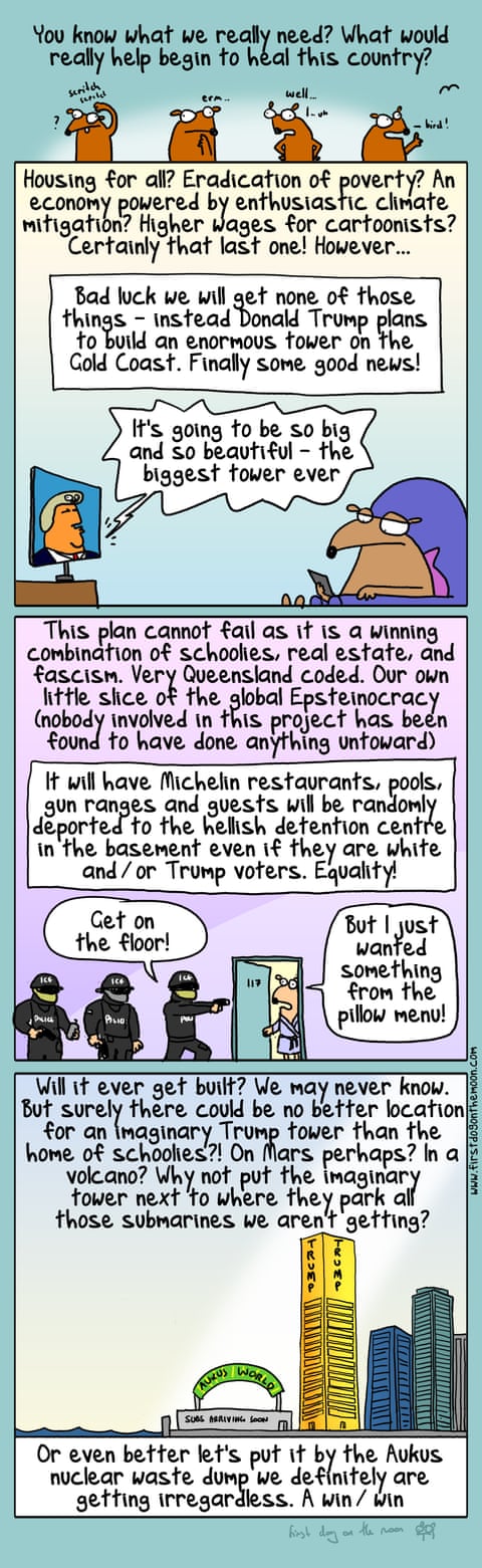 Cartoon by First Dog on the Moon about Trump Tower, panel 1