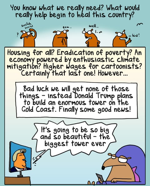 Cartoon by First Dog on the Moon about Trump Tower, panel 1