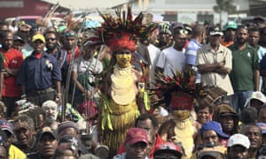 A group gathers at an election rally in the Papua New Guinea capital, Port Moresby.
