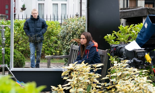 Screen time … Clay Milner Russell and Milly Zero on the set of EastEnders.