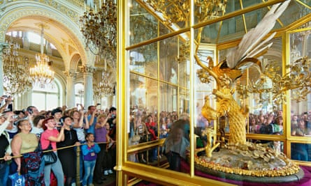 Tsars in their eyes … tourists flock around the Peacock Clock in the Hermitage Museum.