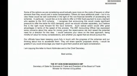 Letter from Badenoch to Hunt