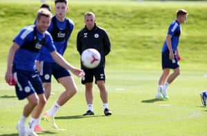 Brendan Rodgers watches over a training session.