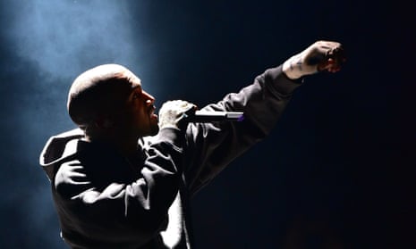 Kanye West performs in New York during event to launch his new album, The Life of Pablo