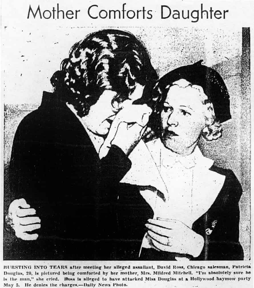 Patricia Douglas pictured in a newspaper report with her mother after she accused a sales executive of raping her at a Hollywood party.
