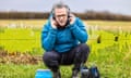 FEB 2024 - LONDON: Researchers are testing how to listen to the sounds soil makes. Listening out for like worms/ants.
Pictured; Dr Carlos Abrahams listening to the soil.
(Photography by Graeme Robertson / The Guardian )