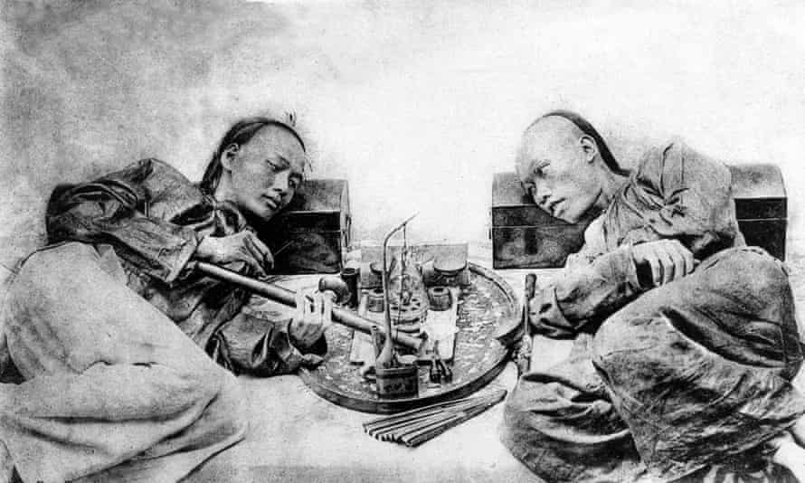 Opium smokers in China, circa 19th Century.