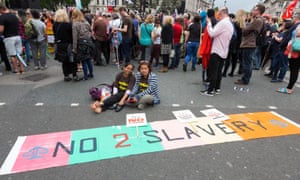 Protesters demonstrate against slavery