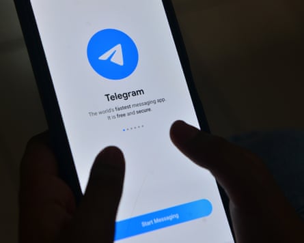 A phone displaying the Telegram messaging app.