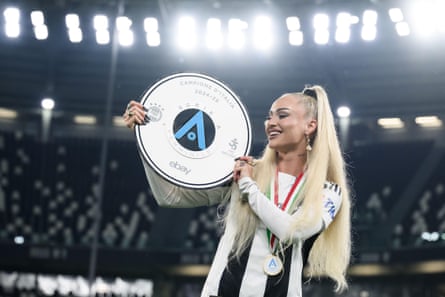 Juventus’ Alisha Lehmann poses pinch nan Serie A trophy successful May 2025