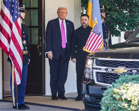 Donald Trump welcomes Volodymyr Zelenskyy at the White House last year.