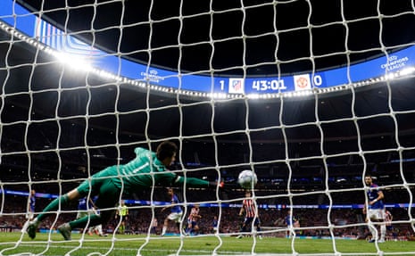 Atletico Madrid's Johnny Cardoso scores a goal before it was disallowed following a VAR review.