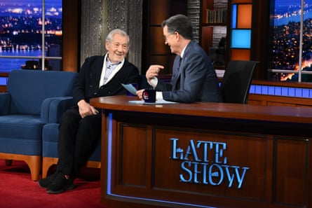 Stephen Colbert with guest Ian McKellen