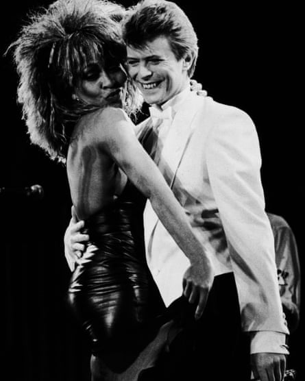 Tina Turner performing with David Bowie, a key figure in her comeback, at the NEC Birmingham, 1985.