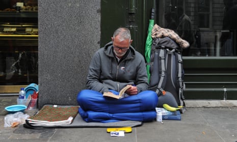 A homeless man in central London. Police are increasingly targeting ‘professional beggars’.