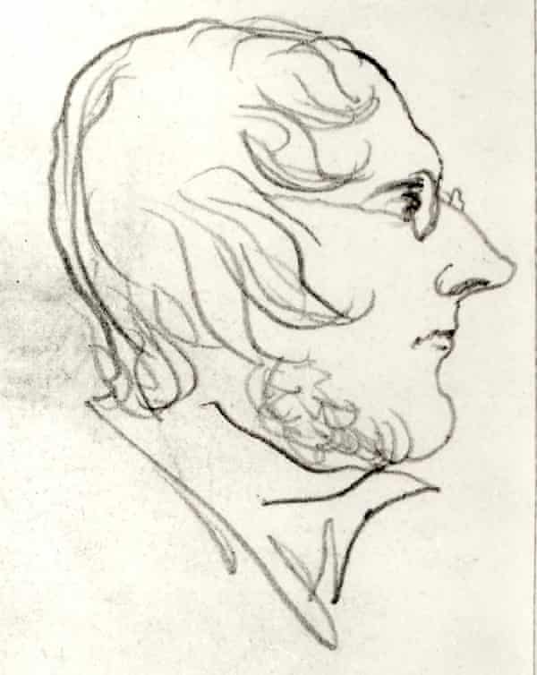 Self-portrait in profile by Branwell Brontë