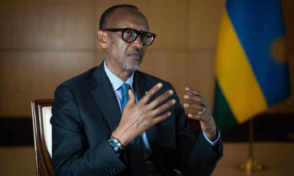 Rwanda’s President Paul Kagame speaks during an interview with international media in Kigali on 28 May.