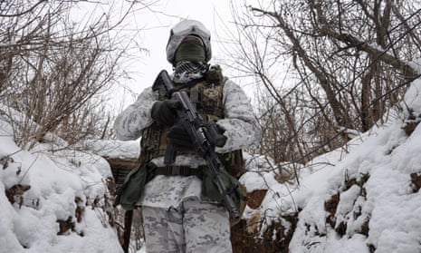 A Ukrainian servicemen on a front line in the east of Ukraine.