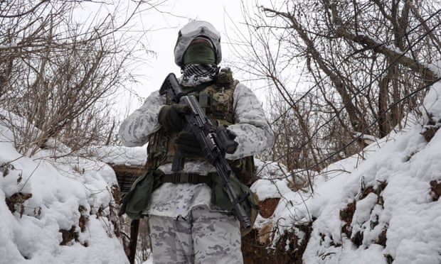 A Ukrainian servicemen on a front line in the east of Ukraine.
