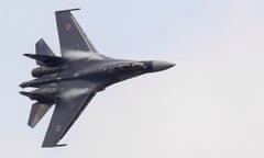 File photograph of a Russian Su-35 fighter jet at the  Paris air show in 2013