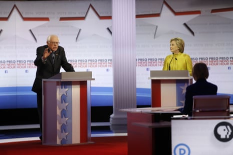 Bernie Sanders speaks during the Democratic presidential primary debate.