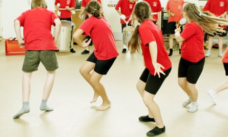 Pupils dance at a primary school in Norfolk.