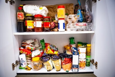 A cupboard stocked full of food in Nairobi
