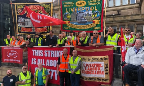 An RMT picket line outside Liverpool Lime Street station