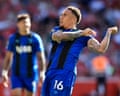 Marcus Tavernier celebrates scoring for Bournemouth.