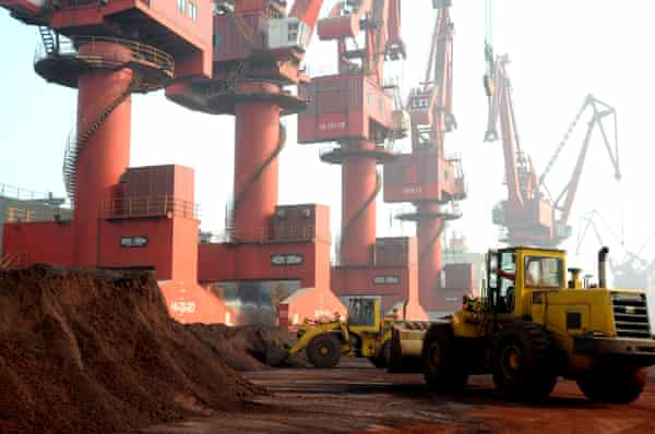 Soil containing rare earth elements at a port in Lianyungang.