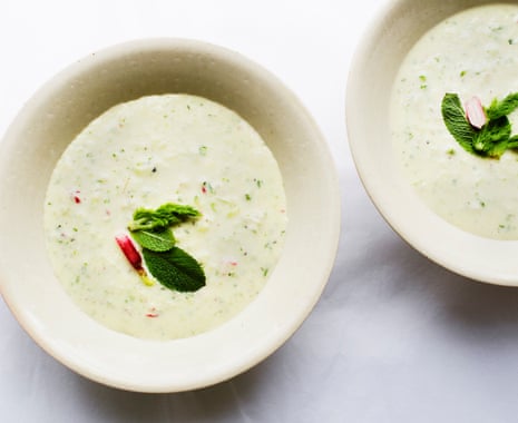 ‘A chilled soup for a spring day’: fennel, cucumber and mint soup.