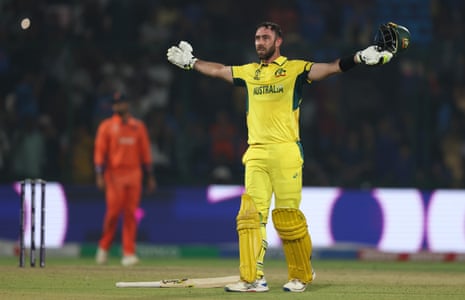 Glenn Maxwell celebrates his century