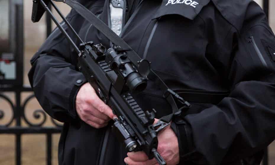 Armed British police officer