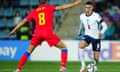 Phil Foden takes on Xavier Vieira of Andorra in England’s 5-0 win.