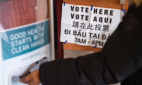 A voter enters a polling location at the Morning Star Baptist Church in Boston, Massachusetts on 3 November 2020.