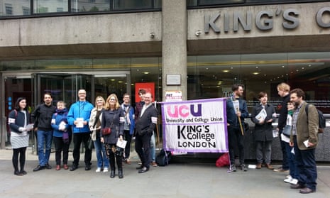 Members of the University and College Union (UCU) on a picket line at King’s College London