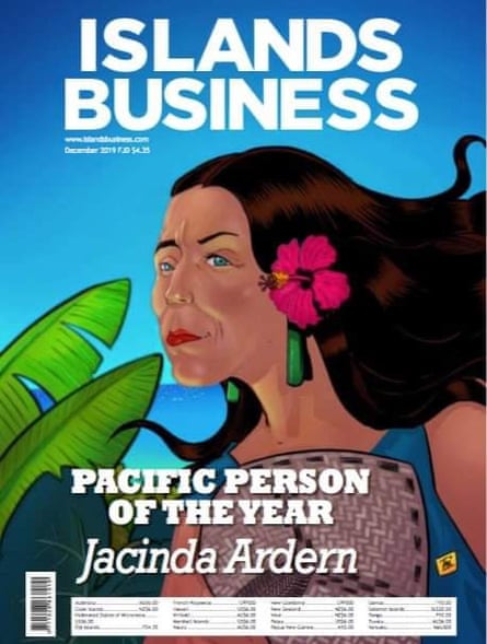 Cover of Islands Business, featuring a graphic of New Zealand prime minister Jacinda Ardern
