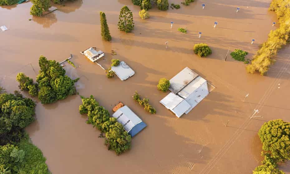 Water floods streets and houses in Maryborough, Australia, Monday, February 28, 2022