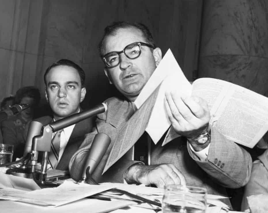 Joseph McCarthy and Roy Cohn at the McCarthy hearings of the 1950s.